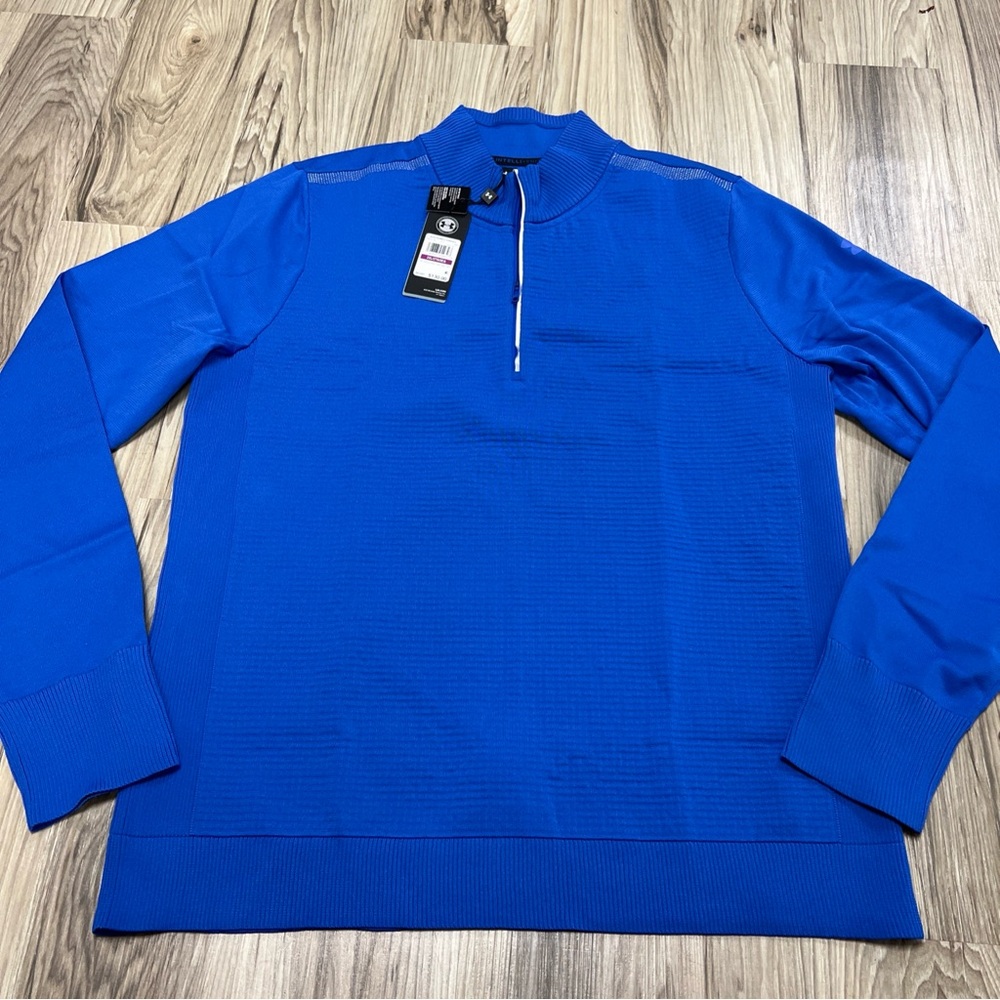 Under Armour UA IntelliKnit Run Sweater 1/2 Zip Royal Blue Men's 2XL NWT $130